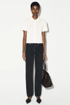 CURVED-COLLAR COTTON POPLIN SHIRT