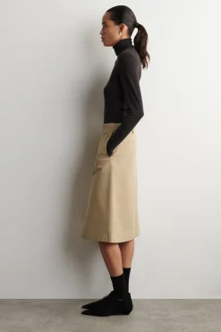 DECONSTRUCTED PLEATED COTTON MIDI SKIRT