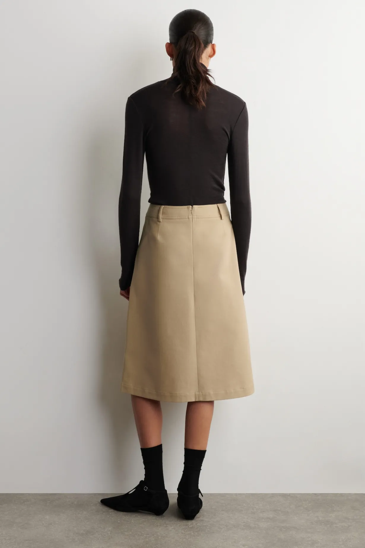 DECONSTRUCTED PLEATED COTTON MIDI SKIRT