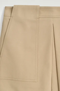 DECONSTRUCTED PLEATED COTTON MIDI SKIRT