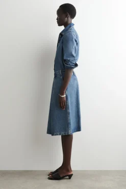 DENIM A-LINE UTILITY SKIRT