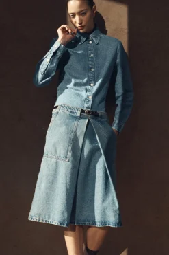 DENIM A-LINE UTILITY SKIRT