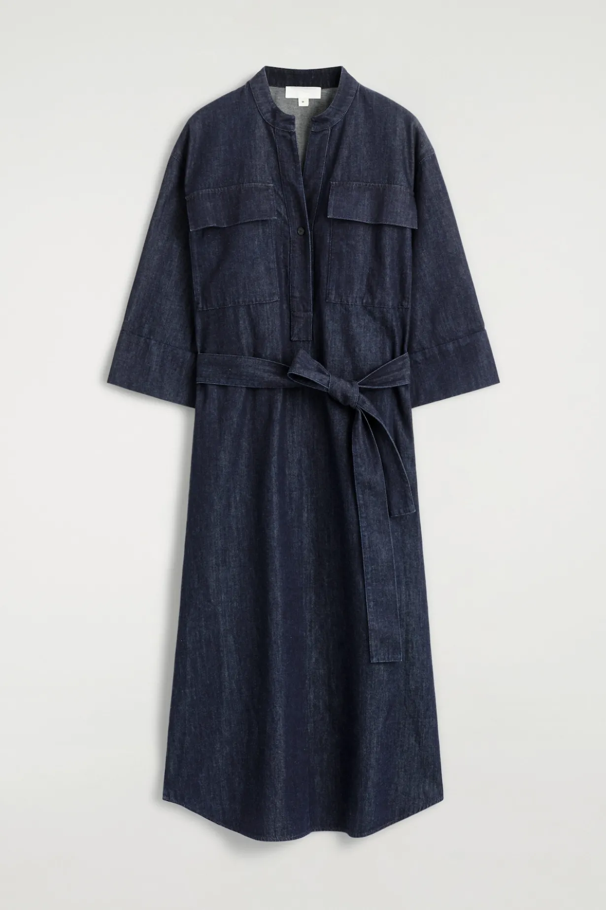 DENIM UTILITY MIDI SHIRT DRESS