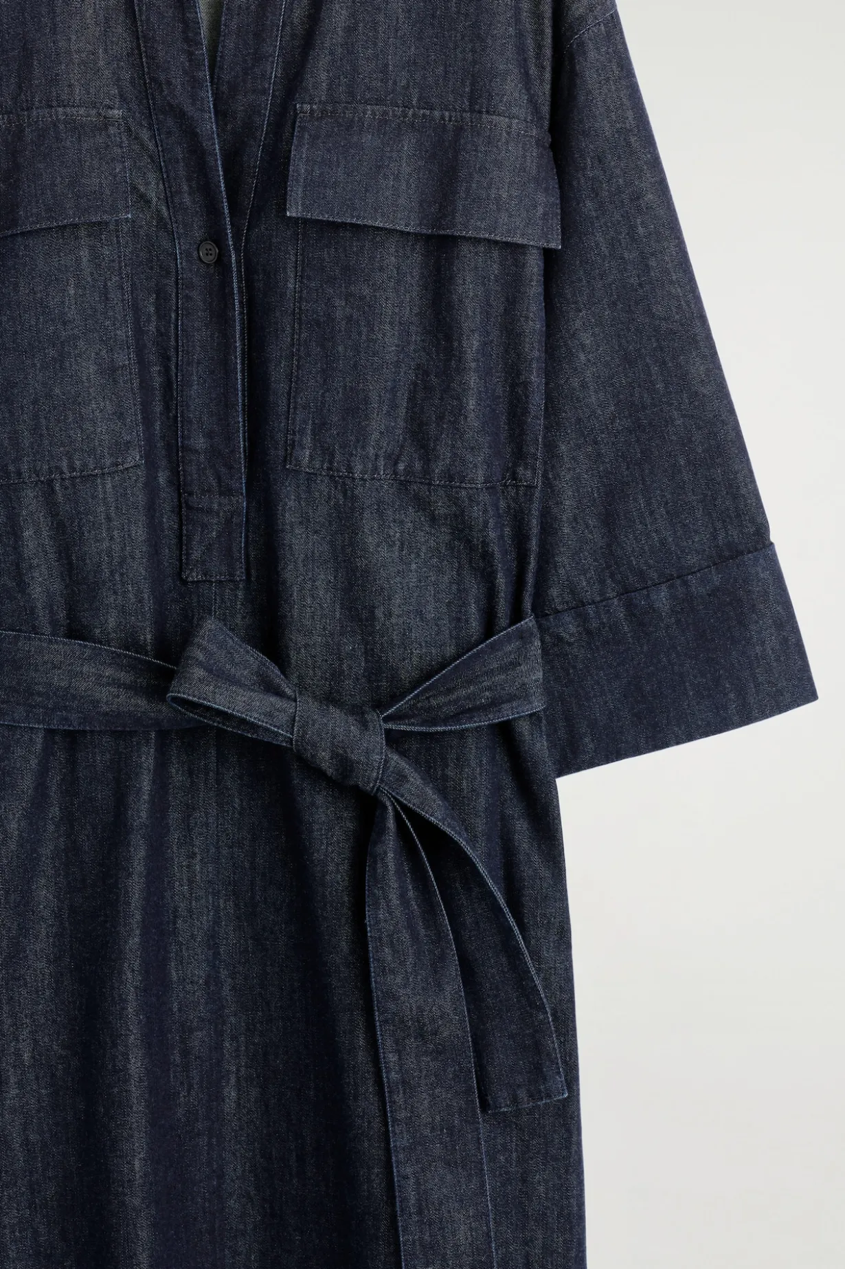 DENIM UTILITY MIDI SHIRT DRESS