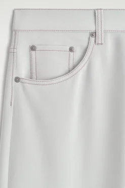 DENIM-EFFECT SILK MIDI SKIRT