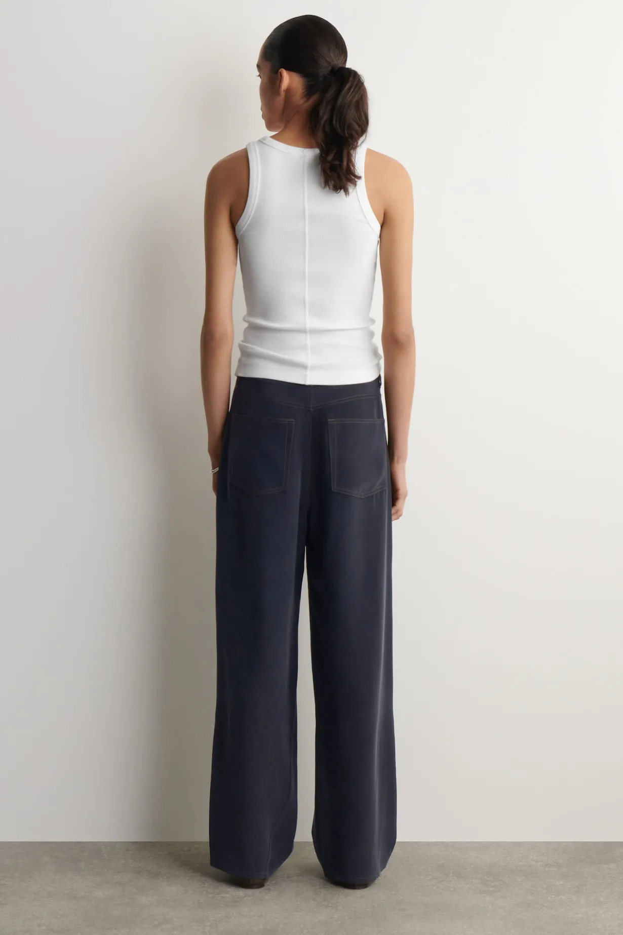 DENIM-EFFECT SILK PANTS