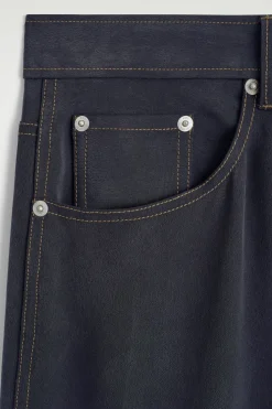 DENIM-EFFECT SILK PANTS