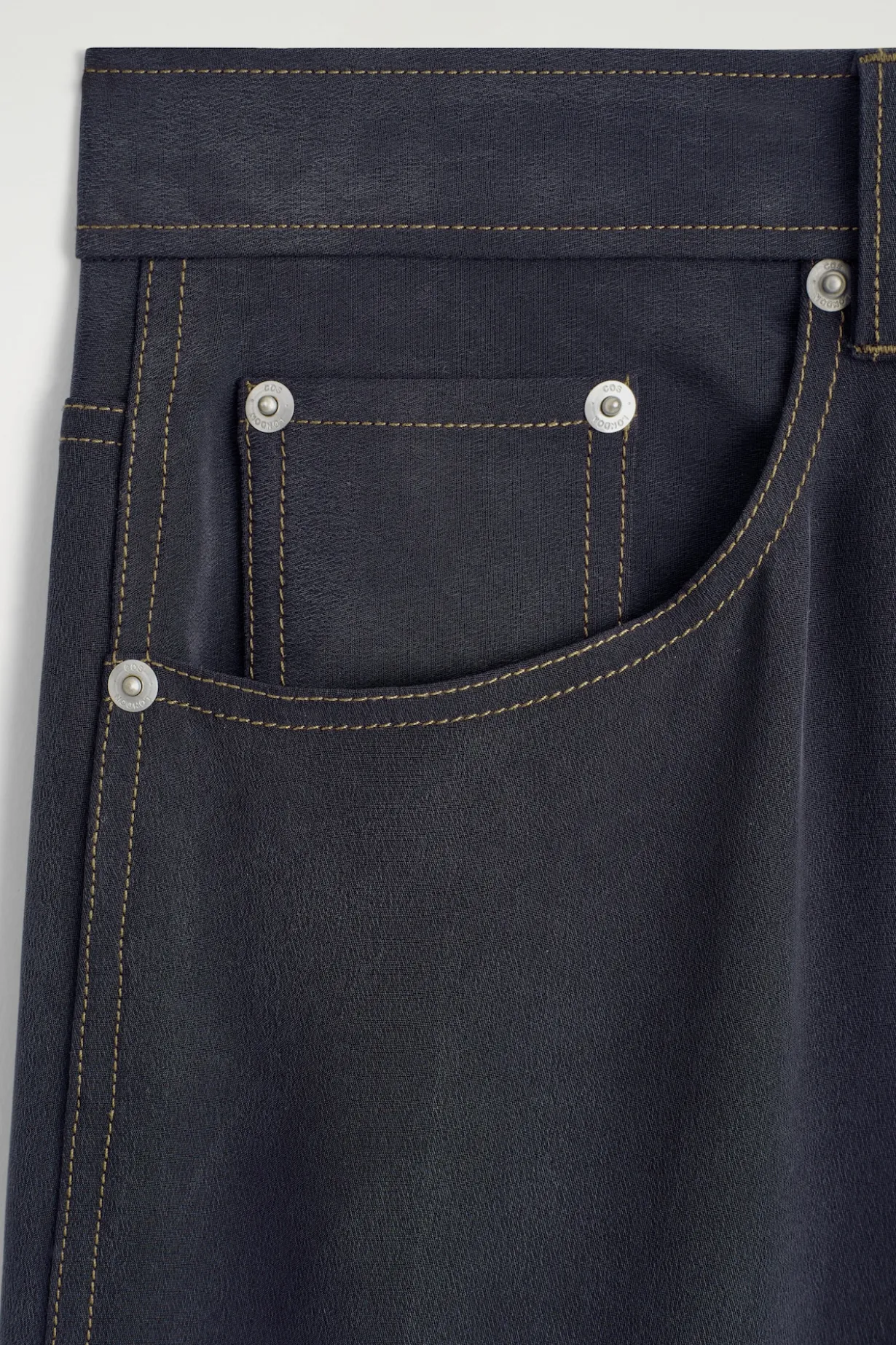 DENIM-EFFECT SILK PANTS