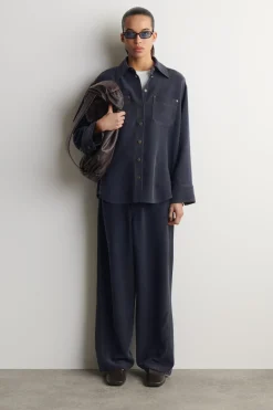 DENIM-EFFECT SILK SHIRT
