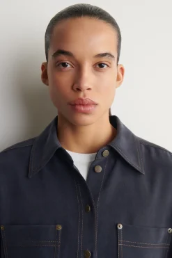 DENIM-EFFECT SILK SHIRT