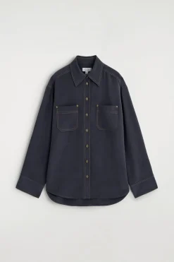 DENIM-EFFECT SILK SHIRT
