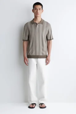 DIFFUSED-STRIPE KNIT POLO SHIRT