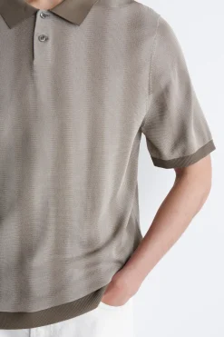 DIFFUSED-STRIPE KNIT POLO SHIRT
