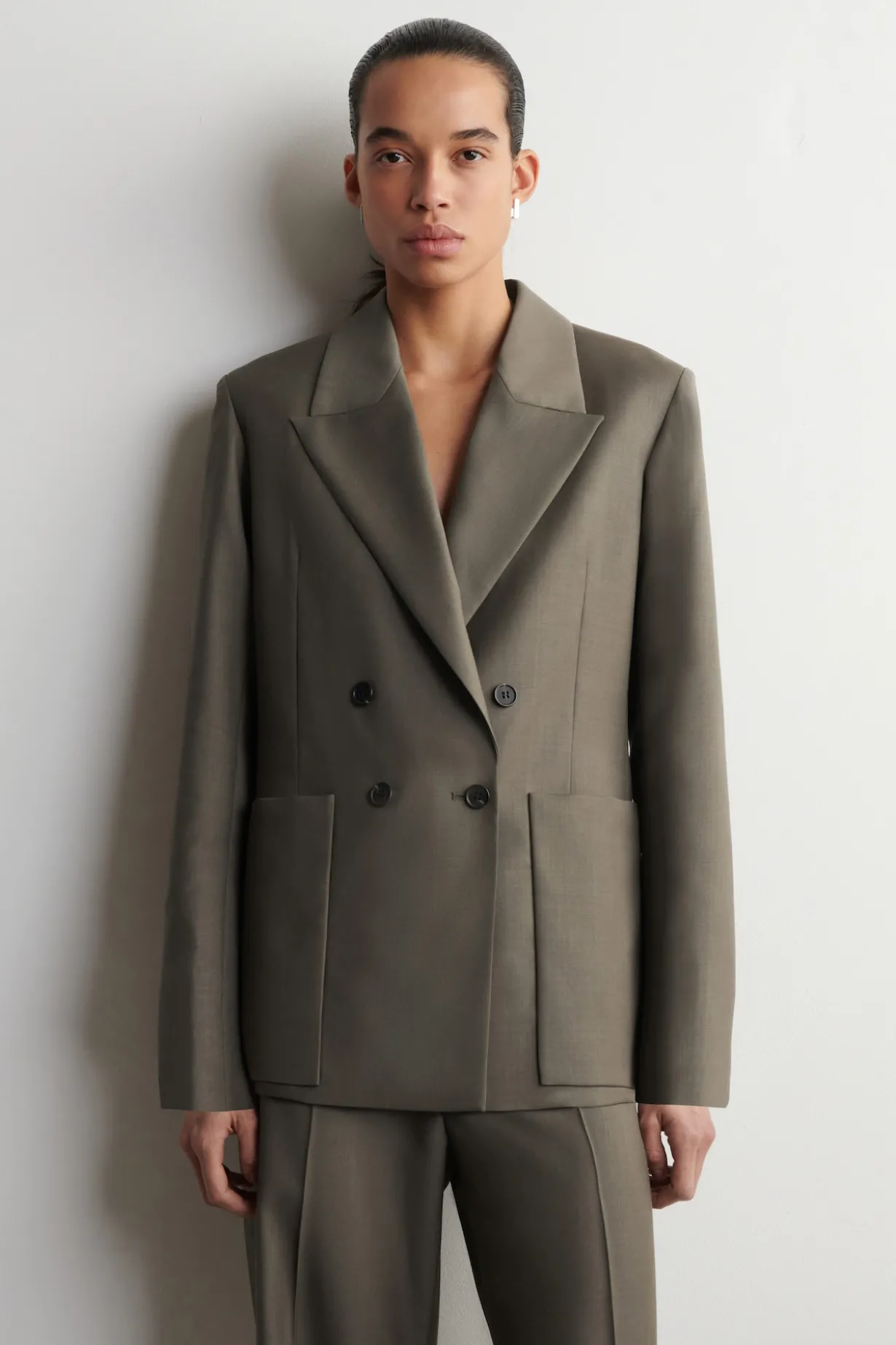 DOUBLE-BREASTED WOOL-TWILL BLAZER