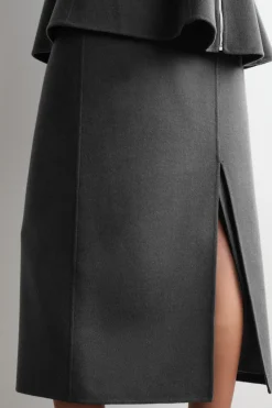 DOUBLE-FACED WOOL PENCIL SKIRT