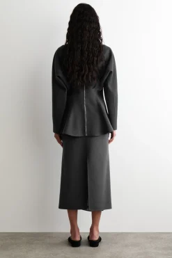 DOUBLE-FACED WOOL PENCIL SKIRT