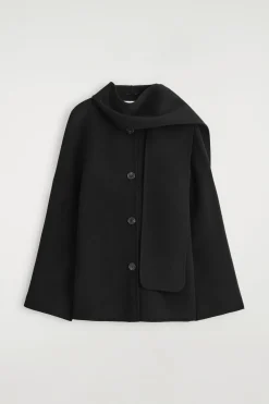 DOUBLE-FACED WOOL SCARF SHORT JACKET