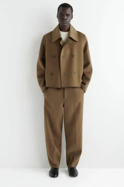 DOUBLE-FACED WOOL SHORT PEA COAT