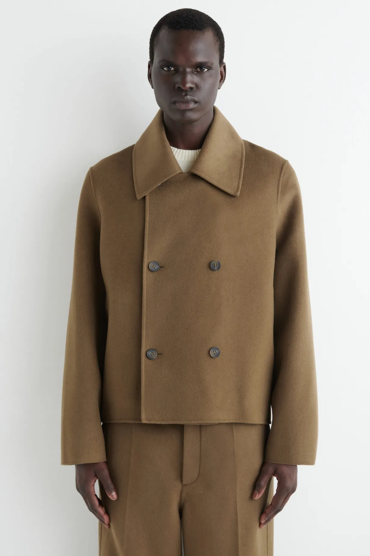 DOUBLE-FACED WOOL SHORT PEA COAT