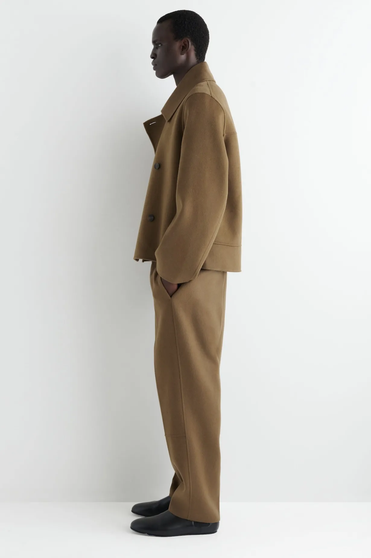 DOUBLE-FACED WOOL SHORT PEA COAT