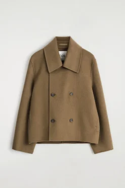 DOUBLE-FACED WOOL SHORT PEA COAT
