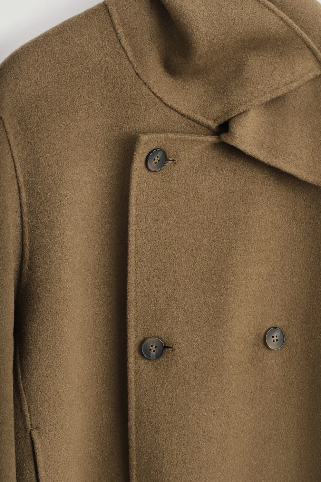DOUBLE-FACED WOOL SHORT PEA COAT