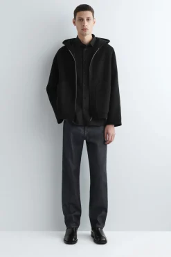 DOUBLE-FACED WOOL ZIP-UP HOODIE