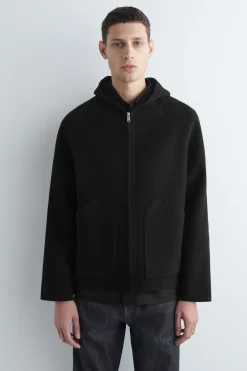 DOUBLE-FACED WOOL ZIP-UP HOODIE