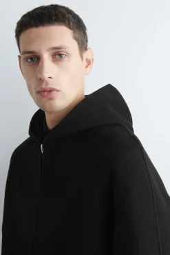 DOUBLE-FACED WOOL ZIP-UP HOODIE