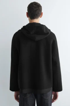DOUBLE-FACED WOOL ZIP-UP HOODIE