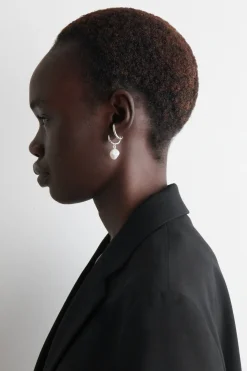 DOUBLE-HOOP PEARL EARRINGS
