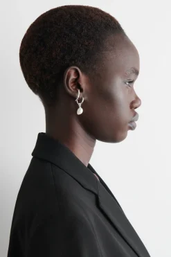 DOUBLE-HOOP PEARL EARRINGS