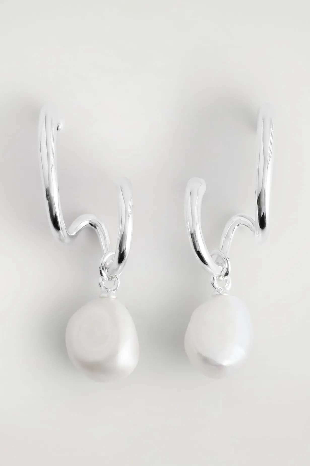 DOUBLE-HOOP PEARL EARRINGS