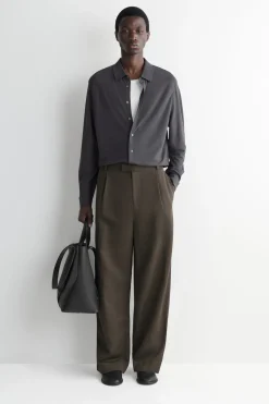 DRAPED COTTON-JERSEY SHIRT