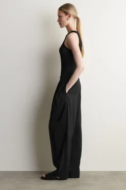 DRAPED PLEATED STRAIGHT-LEG PANTS