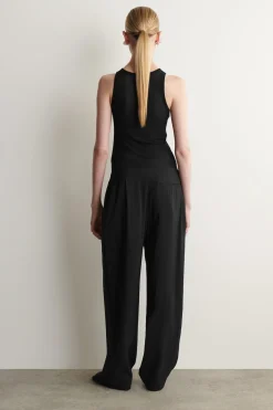 DRAPED PLEATED STRAIGHT-LEG PANTS