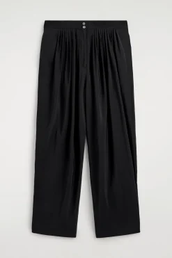 DRAPED PLEATED STRAIGHT-LEG PANTS