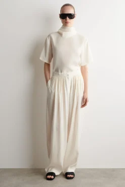 DRAPED PLEATED STRAIGHT-LEG PANTS