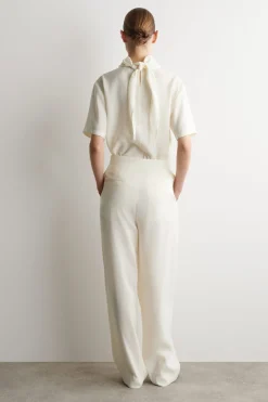 DRAPED PLEATED STRAIGHT-LEG PANTS