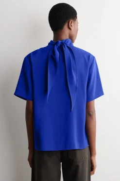 DRAPED SCARF-DETAIL TOP