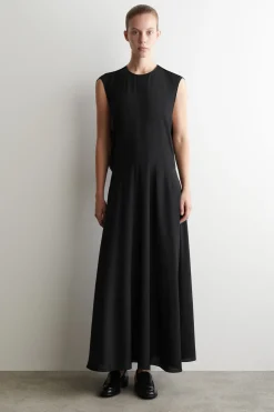DRAPED SILK MAXI DRESS