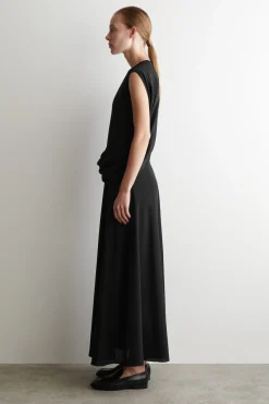 DRAPED SILK MAXI DRESS