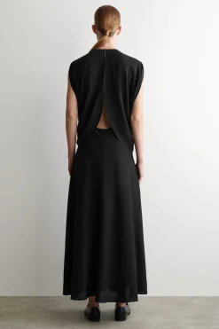 DRAPED SILK MAXI DRESS