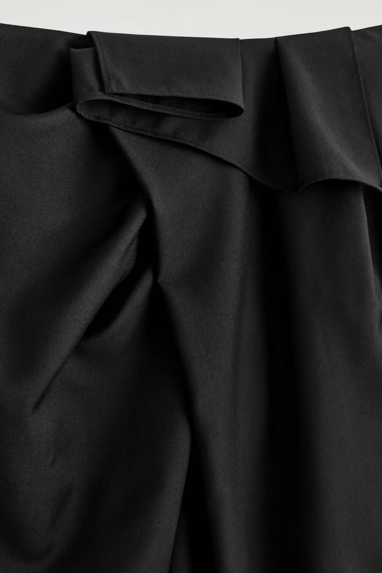 DRAPED WOOL WRAP-EFFECT MIDI SKIRT