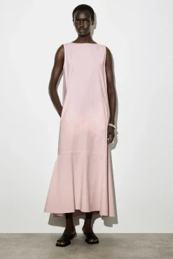 DROPPED-HEM COTTON MIDI DRESS