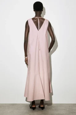 DROPPED-HEM COTTON MIDI DRESS