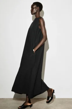DROPPED-HEM COTTON MIDI DRESS