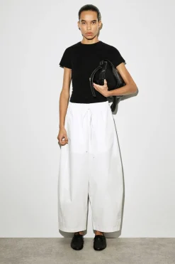 ELASTICATED BARREL-LEG PANTS