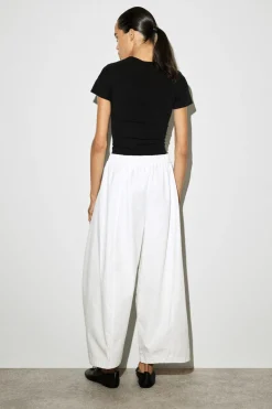 ELASTICATED BARREL-LEG PANTS