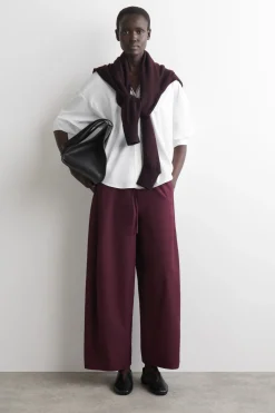 ELASTICATED BARREL-LEG PANTS